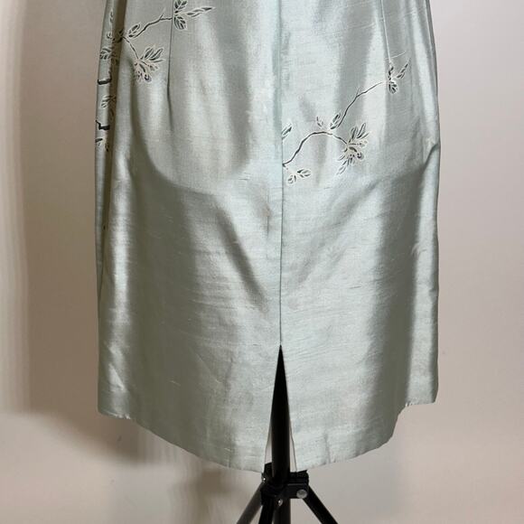 Ann Taylor 100% Silk Mint Green Floral Sleeveless Sheath Dress Womens Size 2 - Picture 7 of 12